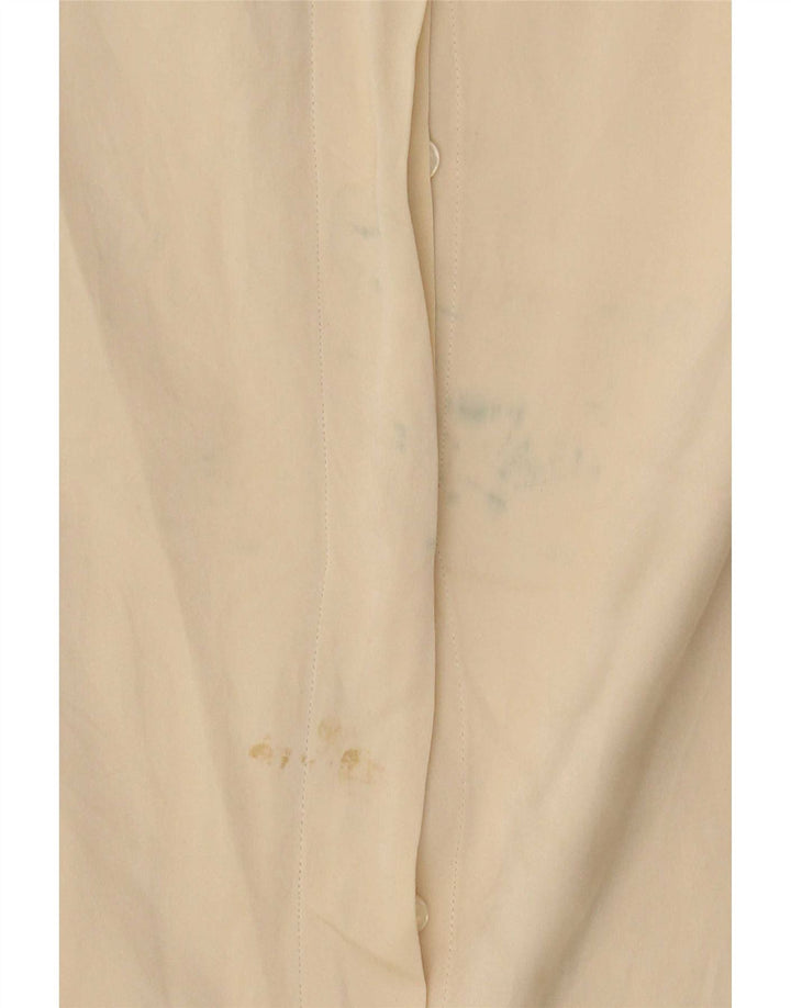 Vintage Womens Oversized Shirt UK 8 Small Beige Silk