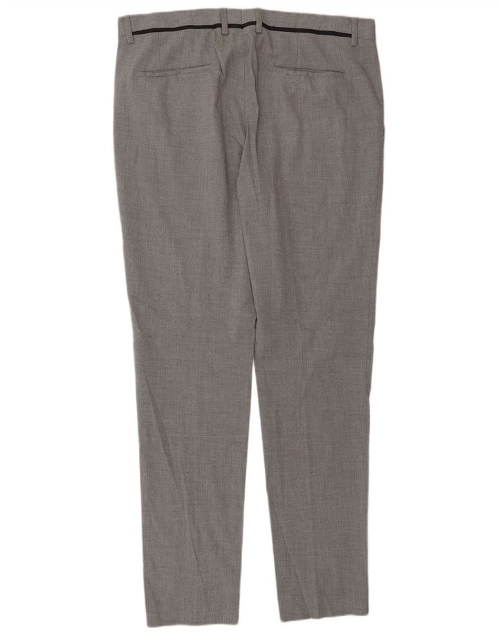 Pantaloni da abito slim da uomo Zara EU 46 XL W36 L33 Poliestere grigio