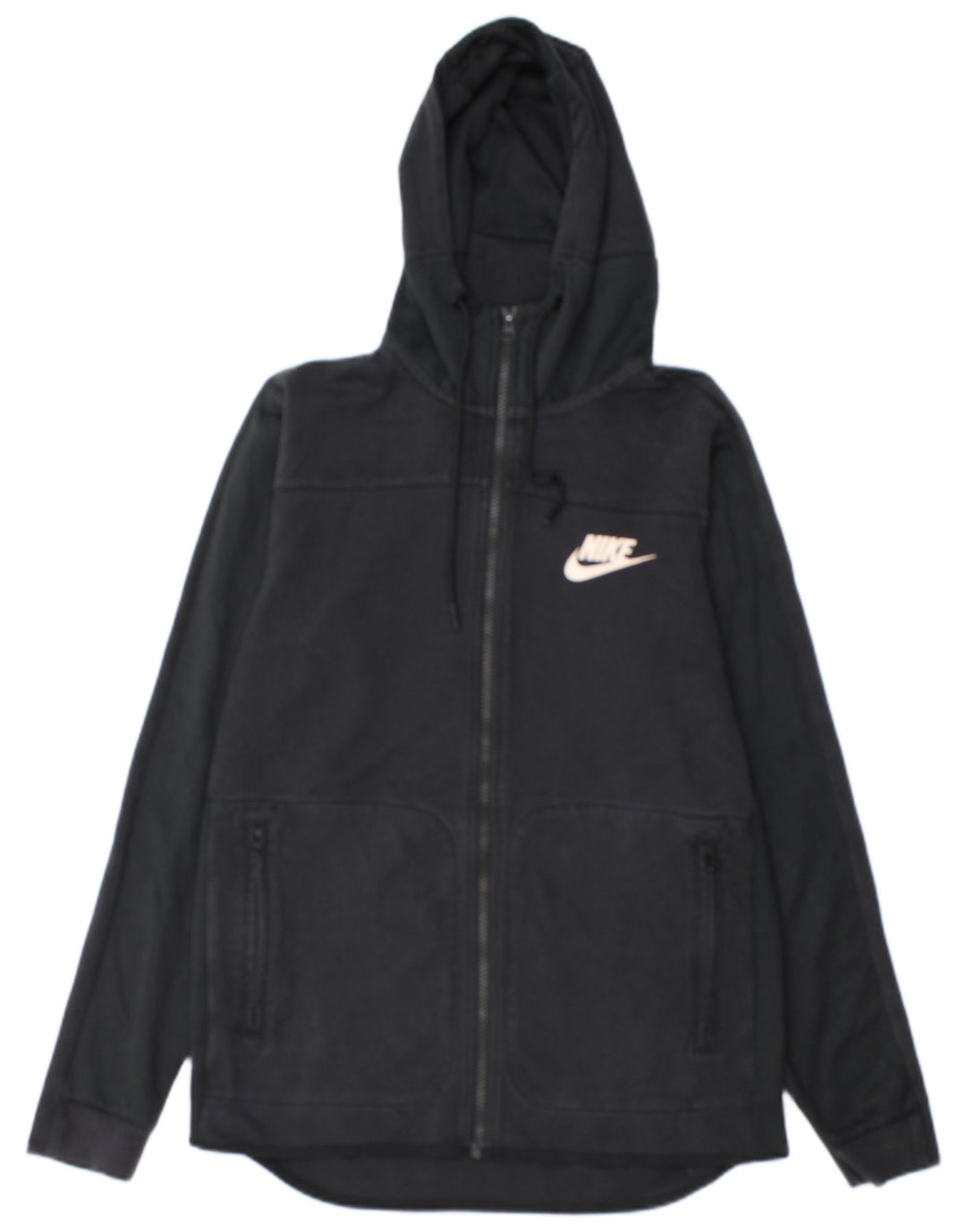 Nike Mens Zip Hoodie Sweater Small Black Cotton
