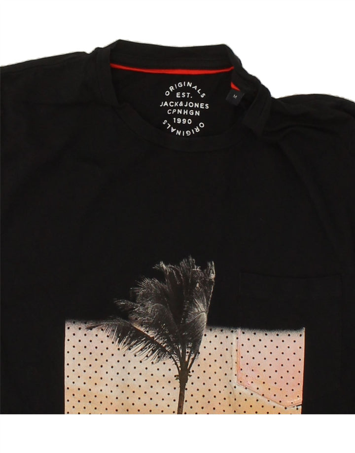 JACK & JONES Mens Graphic T-Shirt Top Medium Black Cotton Vintage Jack & Jones and Second-Hand Jack & Jones from Messina Hembry 