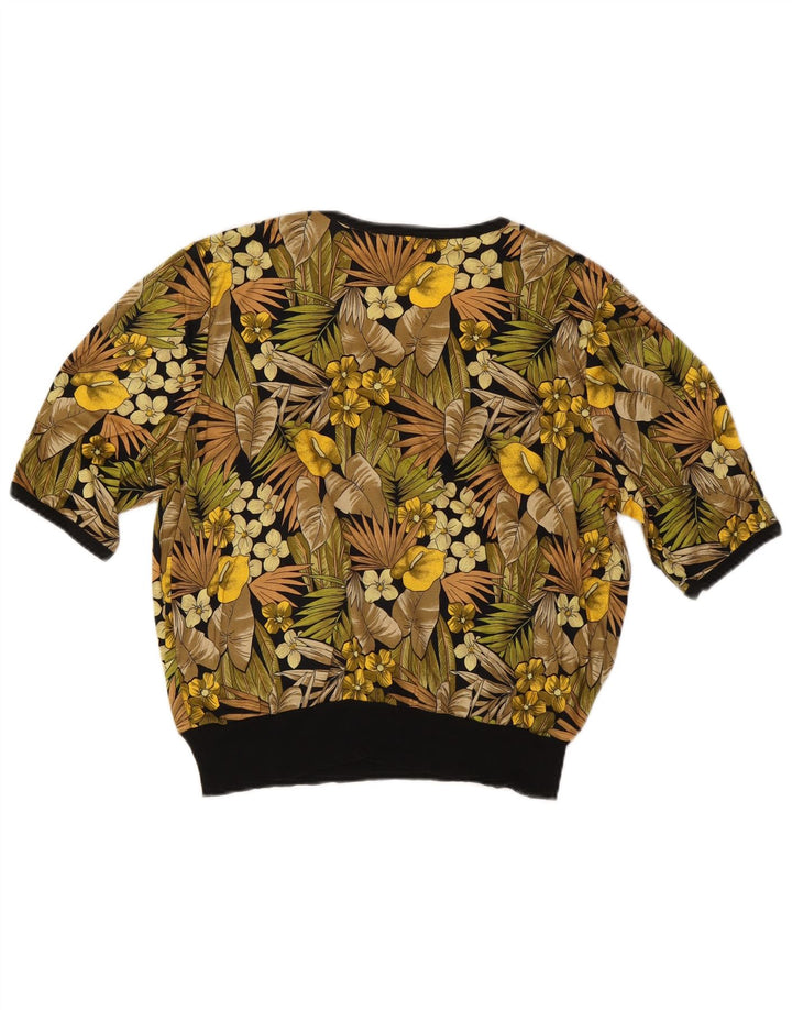 Vintage Womens Blouse Top IT 48 XL Multicoloured Floral Cotton