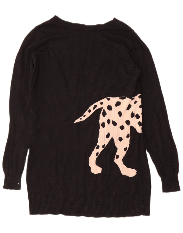 Oasis Womens Graphic Jumper Dress UK 6 XS Black Bomuld
