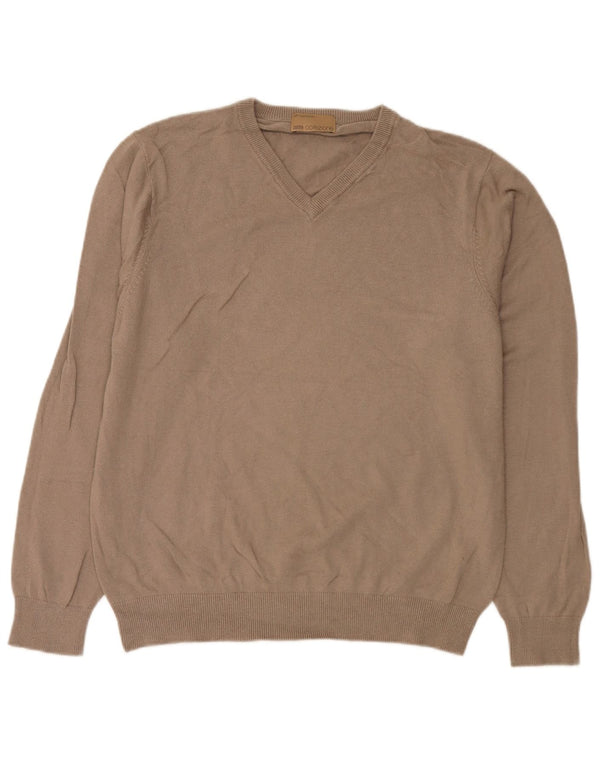Marks & Spencer Pull col V pour homme en viscose marron Taille L