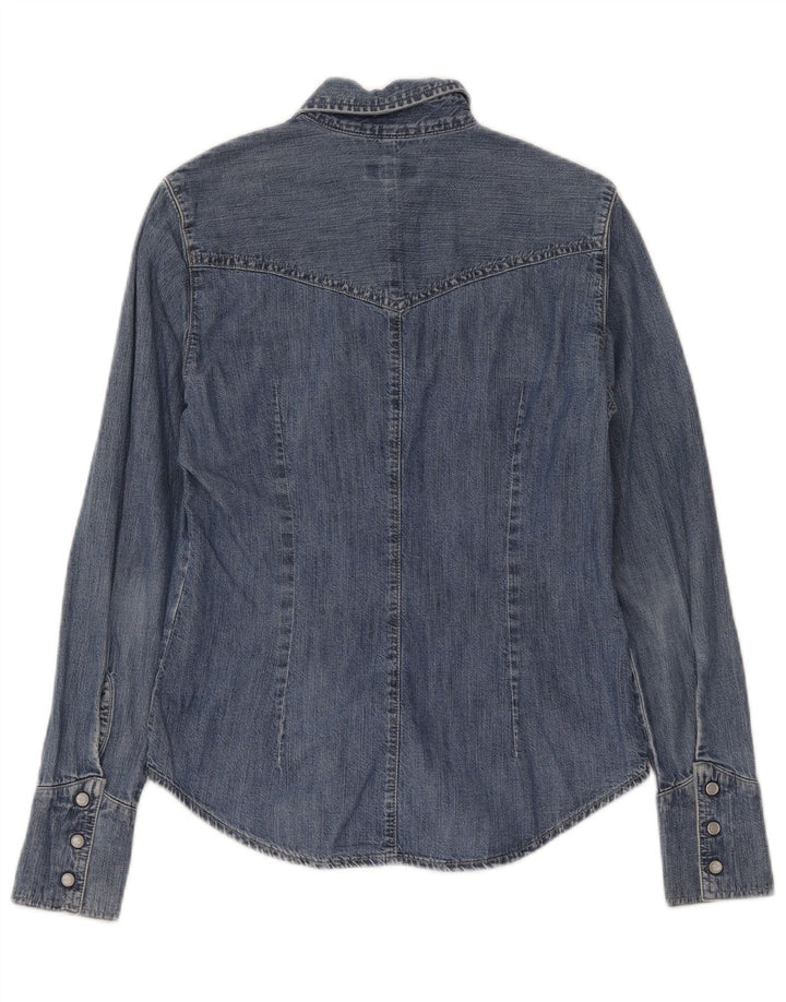 Carrera Dame Denim Shirt UK 12 Medium Blue Cotton