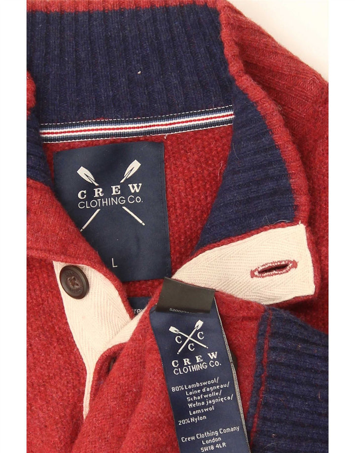 Crew Clothing Mens Button Neck Jumper Sweater Large Red Lambswool