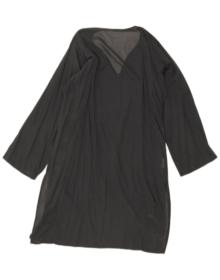 Benetton Womens See Through Oversized Tunic Dress UK 10 Small Grey Cotton