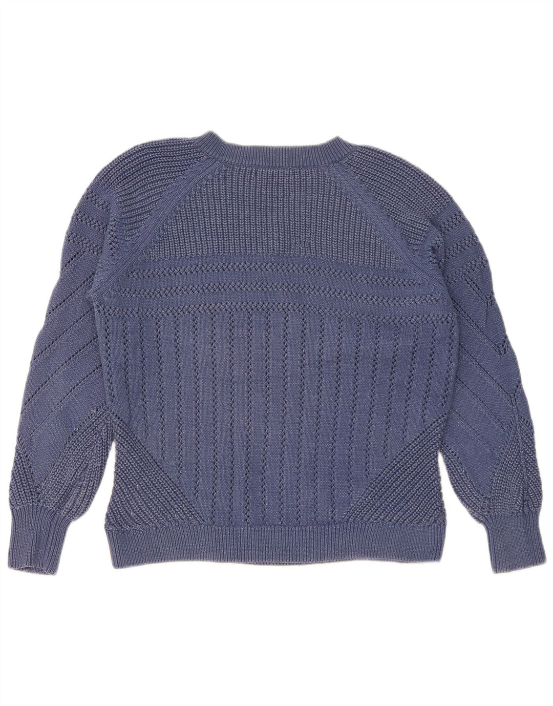 Marks & Spencer Womens V-Neck Jumper Sweater UK 14 Medium Blue Cotton