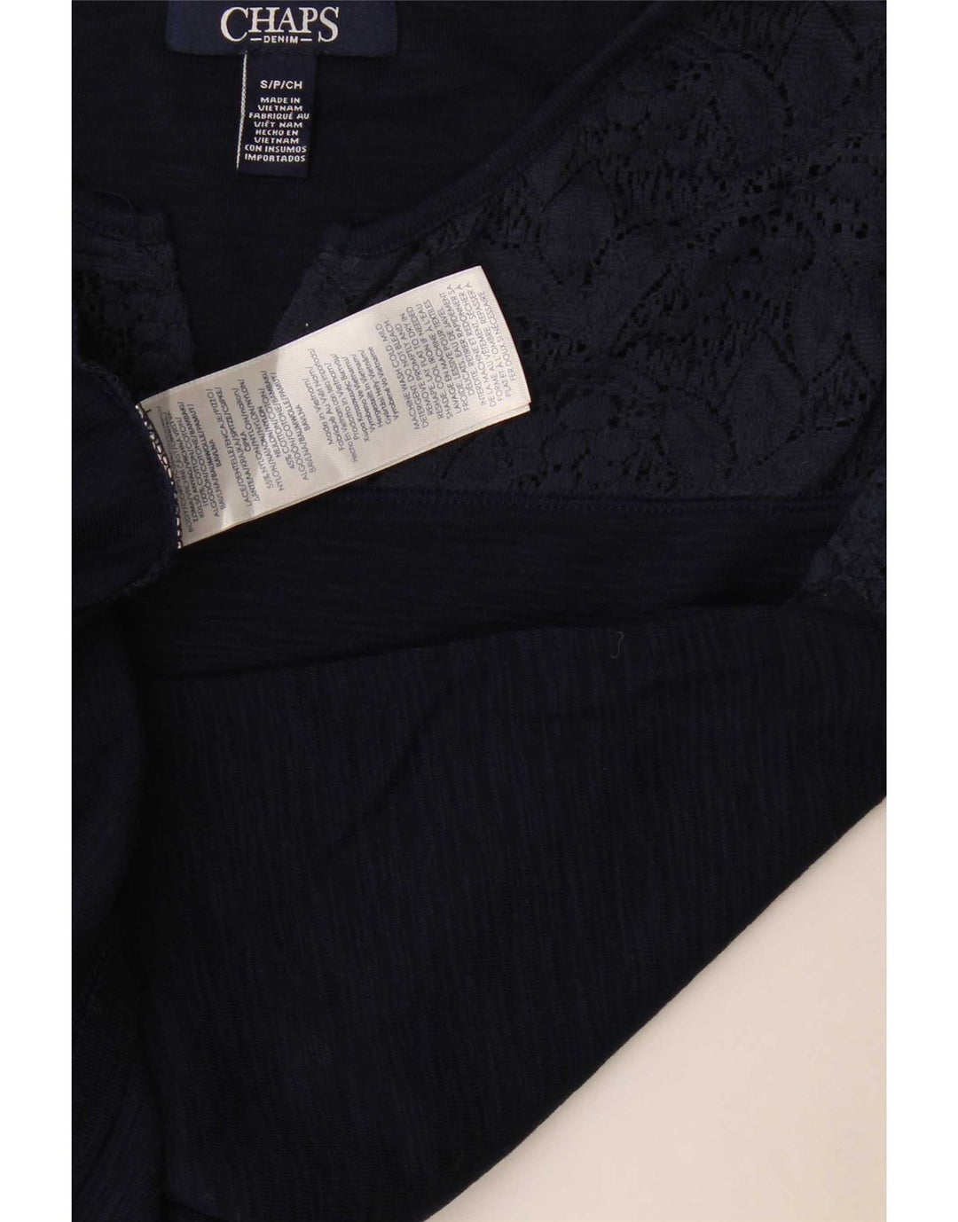 Chaps Womens Blouse Top UK 10 Small Navy Blue Floral Cotton
