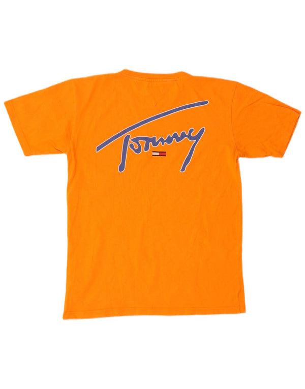 Tommy Hilfiger Ανδρικό γραφικό T-Shirt Top Μικρό πορτοκαλί βαμβακερό