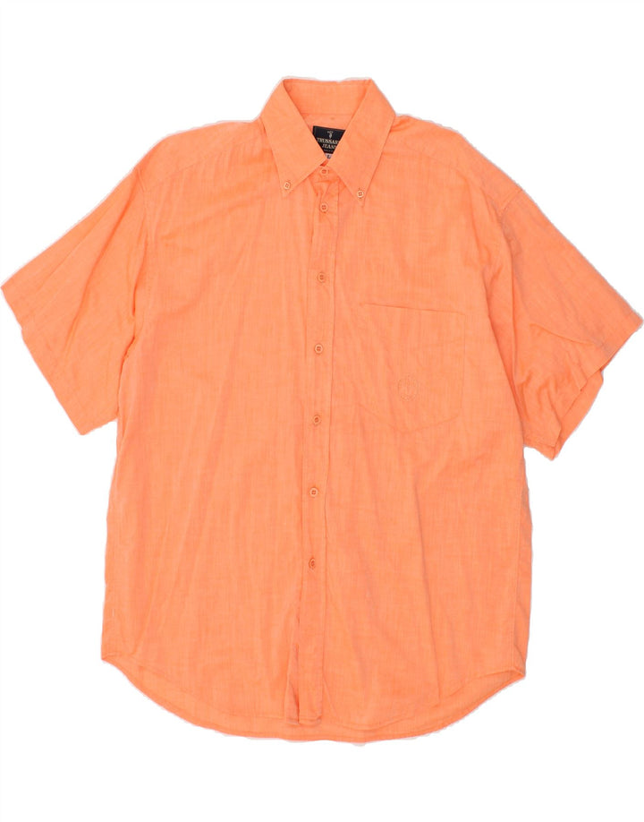 TRUSSARDI Mens Short Sleeve Shirt Large Orange Cotton Vintage Trussardi and Second-Hand Trussardi from Messina Hembry 