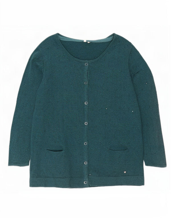 White Stuff Womens Regular Fit Cardigan Sweater UK 16 Large Green Flecked