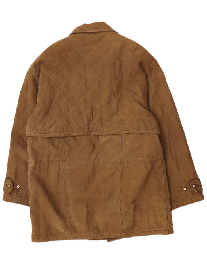 Martin Eden Mens Leather Coat IT 50 Large Khaki Leather
