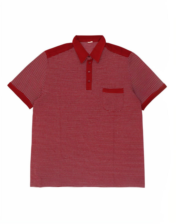Vintage Mens Polo Shirt XL Burgundy Striped