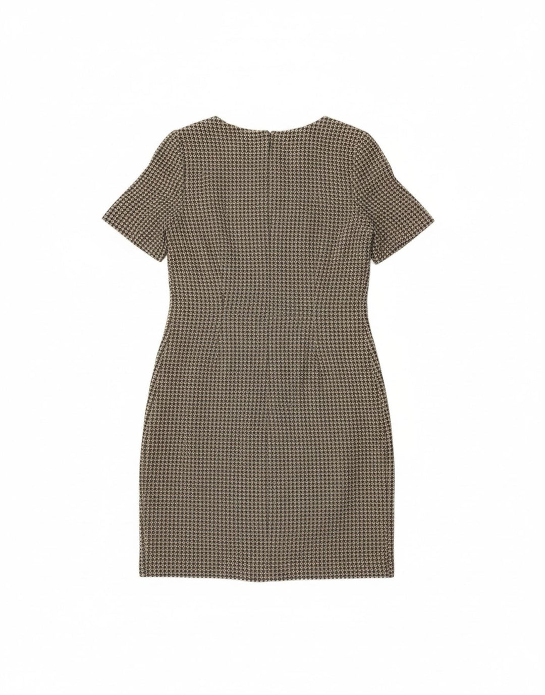 METRADAMO Womens Sheath Dress UK 10 Small Beige Houndstooth Vintage Metradamo and Second-Hand Metradamo from Messina Hembry 
