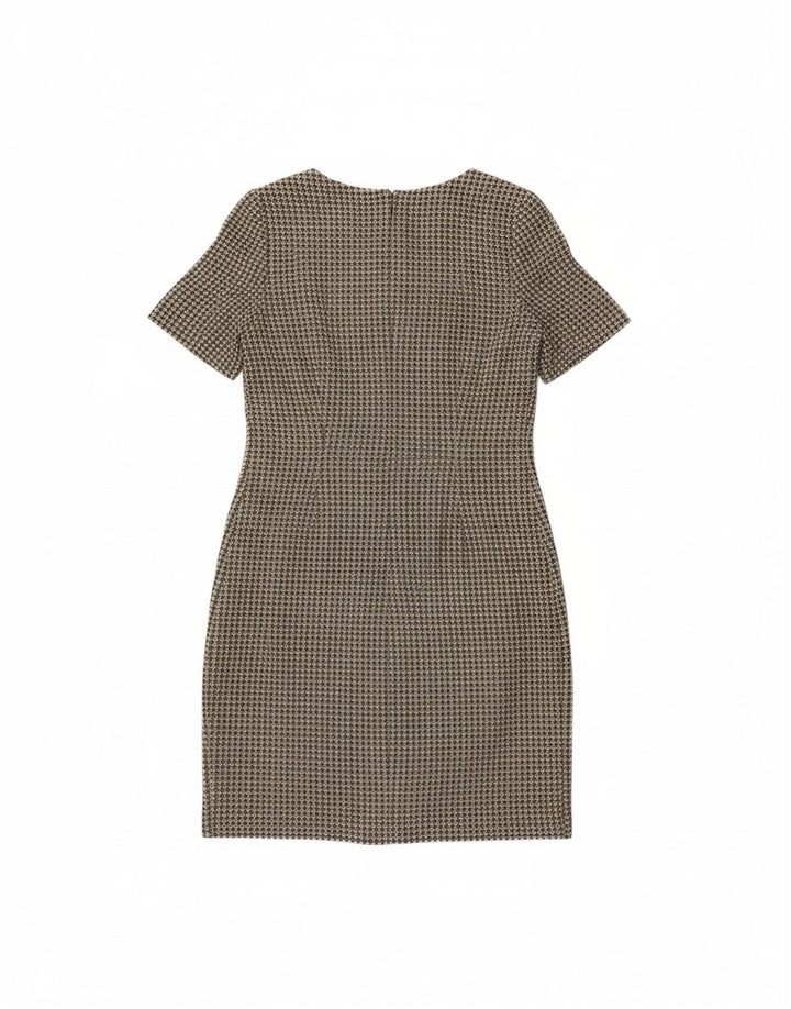 METRADAMO Womens Sheath Dress UK 10 Small Beige Houndstooth Vintage Metradamo and Second-Hand Metradamo from Messina Hembry 