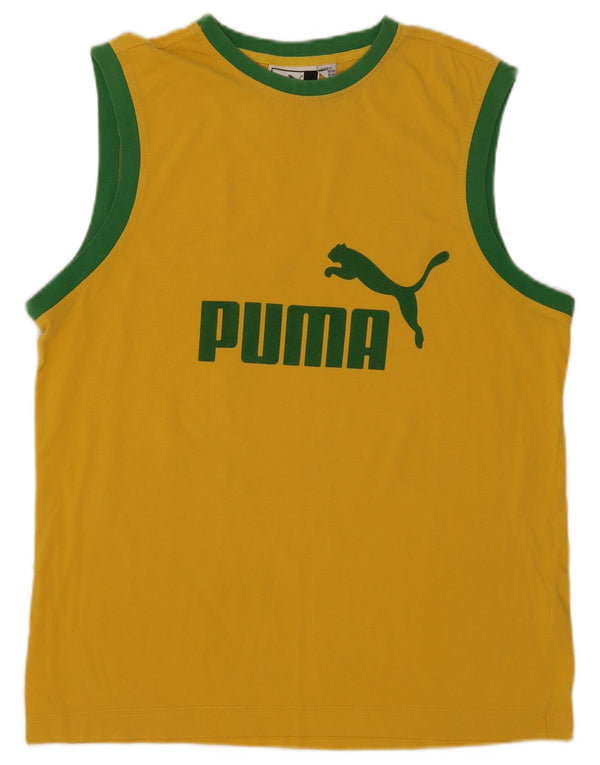 Puma Débardeur Graphique Homme Large Jaune Colorblock Coton