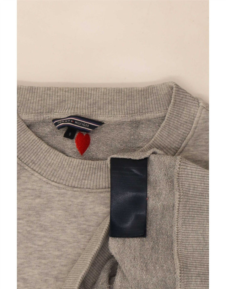 Tommy Hilfiger Womens Crop Oversized Sweatshirt Jumper UK 10 Small Grey