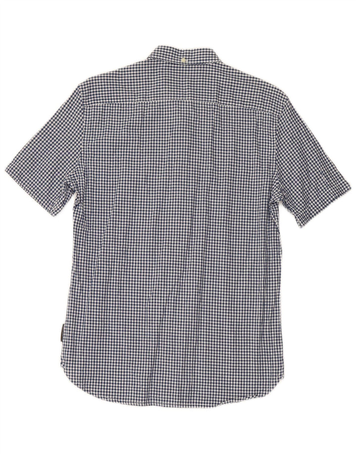 FRENCH CONNECTION Mens Short Sleeve Shirt Small Blue Gingham Cotton