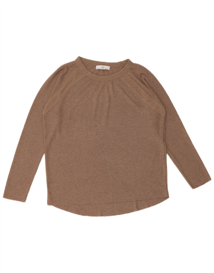 Zara Womens Oversized Top Long Sleeve UK 10 Small Brown