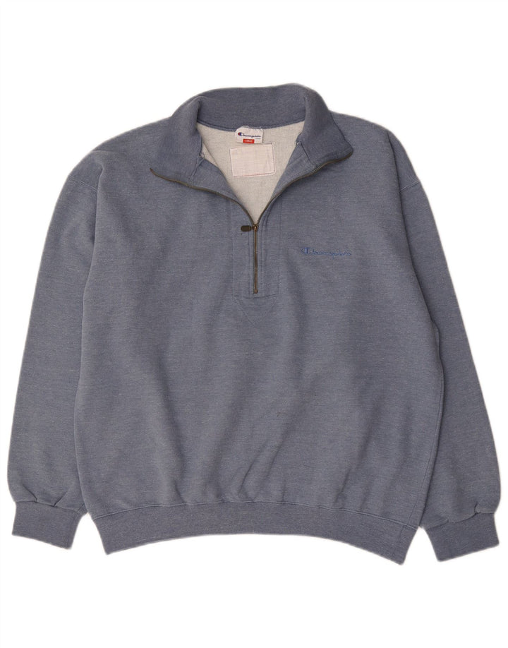 Champion Sweat-shirt à col zippé pour hommes, grand coton bleu