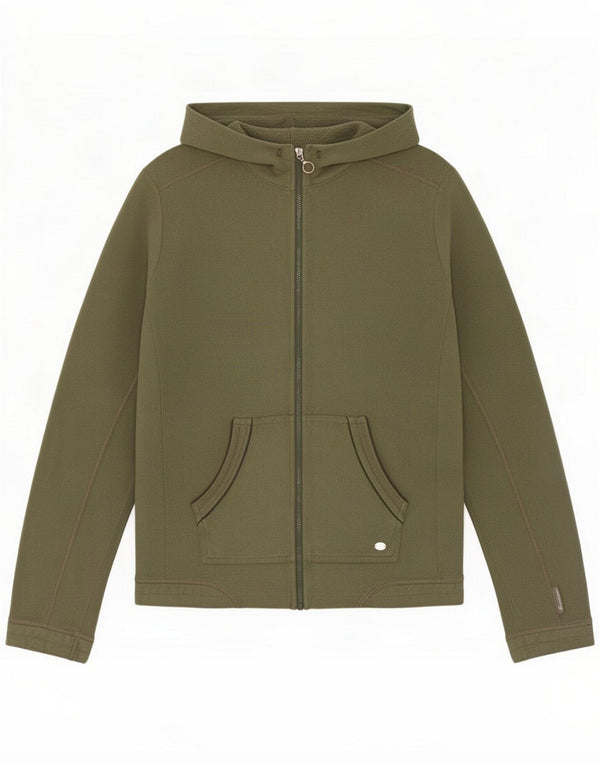 Champion Womens Hooded Fleece Jacket UK 18 XL Khaki