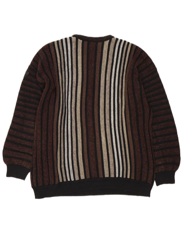 Bueckle Pull ras du cou pour homme IT 52 en polyacrylique rayé marron