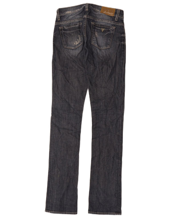 Guess Womens Distressed Slim Jeans W24 L34 Blue Cotton