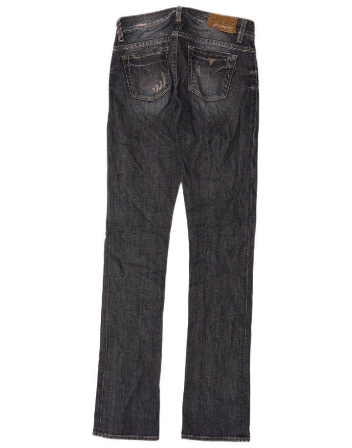 Guess Womens Distressed Slim Jeans W24 L34 Blue Cotton