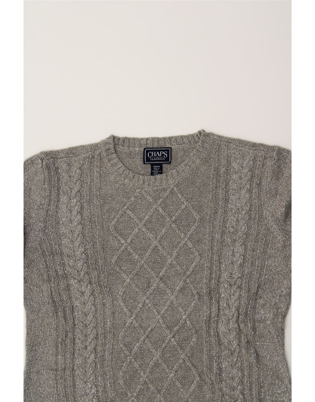 CHAPS Womens Classics Crew Neck Jumper Sweater UK 12 Medium Grey Vintage Chaps and Second-Hand Chaps from Messina Hembry 
