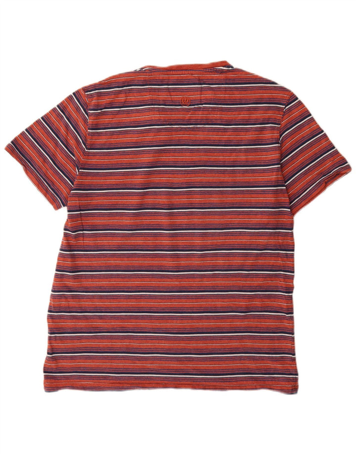 Fat Face Mens T-Shirt Top Large Red Striped Cotton