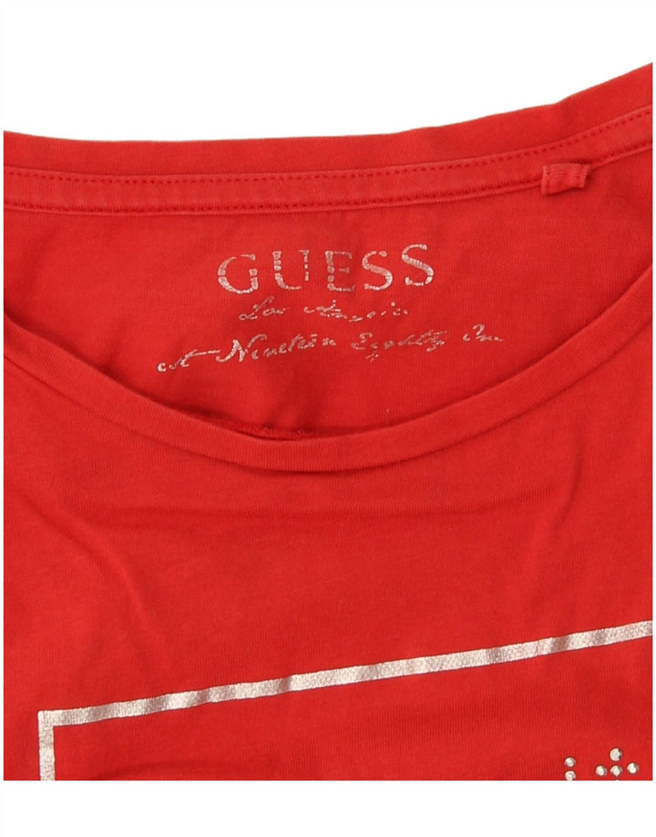 Guess Womens Graphic T-Shirt Top UK 12 Medium Red