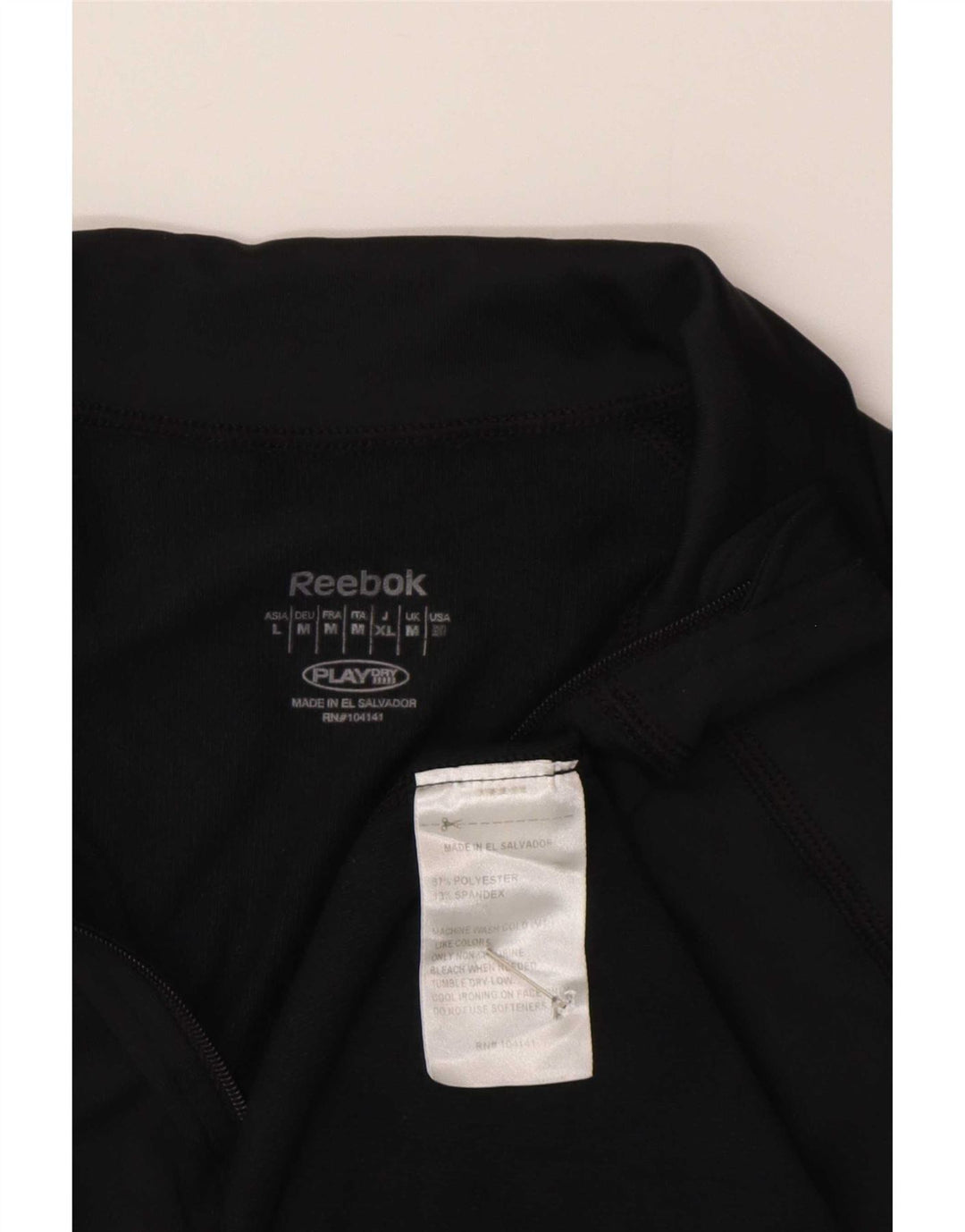 Reebok Womens Zip Neck Pullover Trainingsanzug Top UK 12 Medium Schwarz Polyester