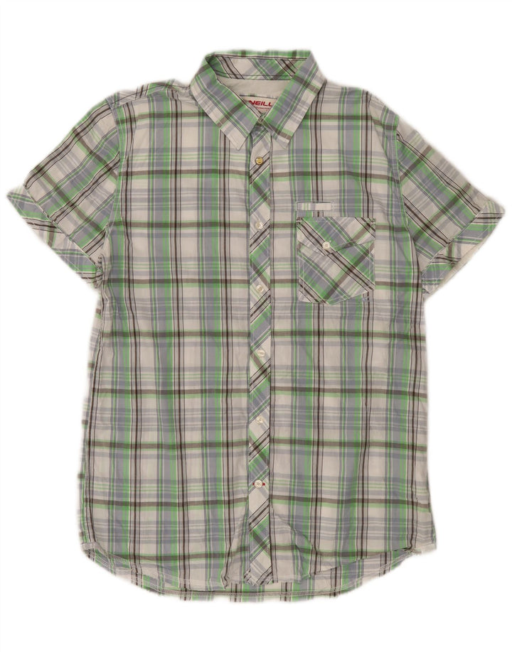 Camicia a maniche corte da uomo O'Neill in cotone a quadri verdi grandi