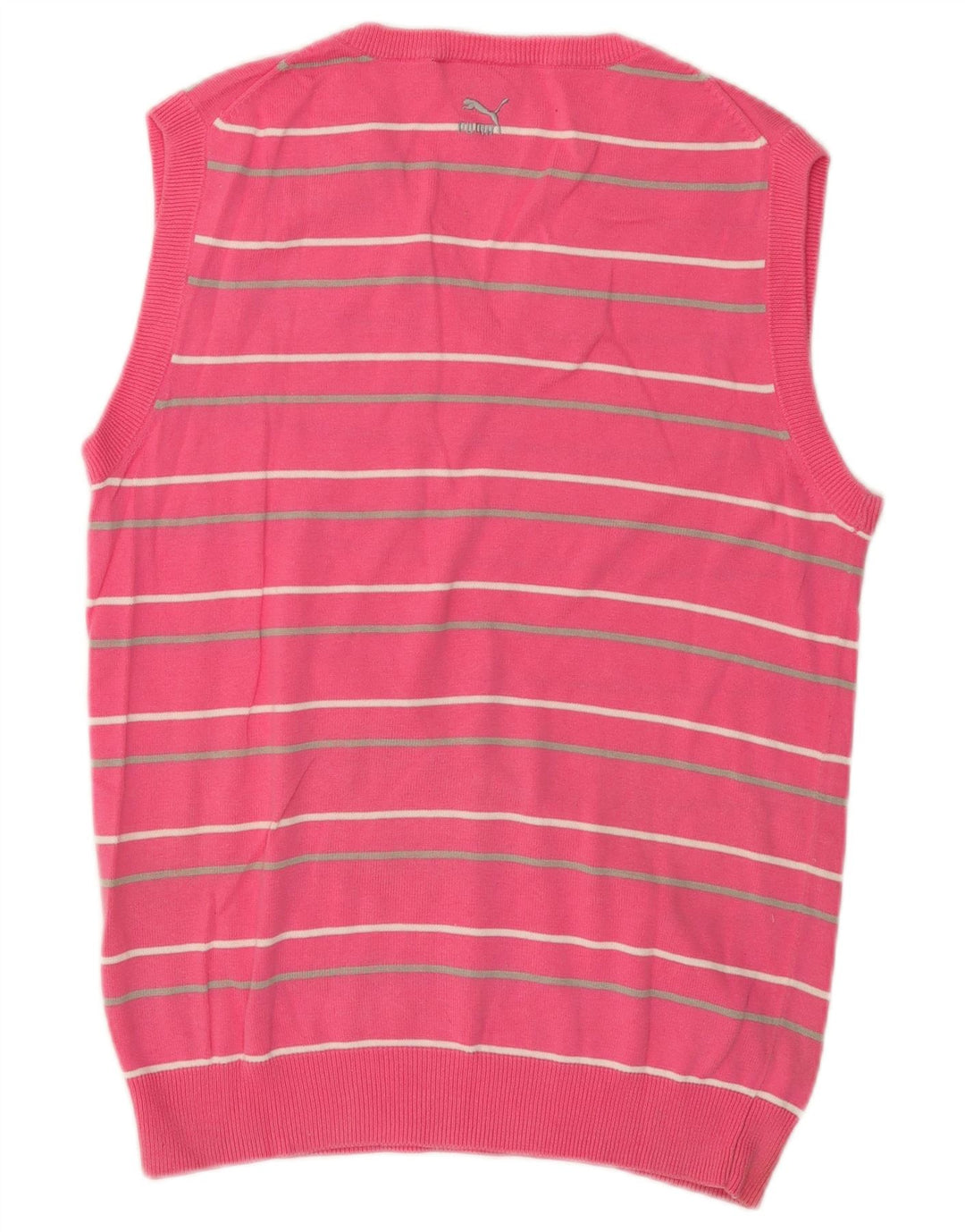 Puma Mens Vest Tank Top Medium Pink Striped Cotton