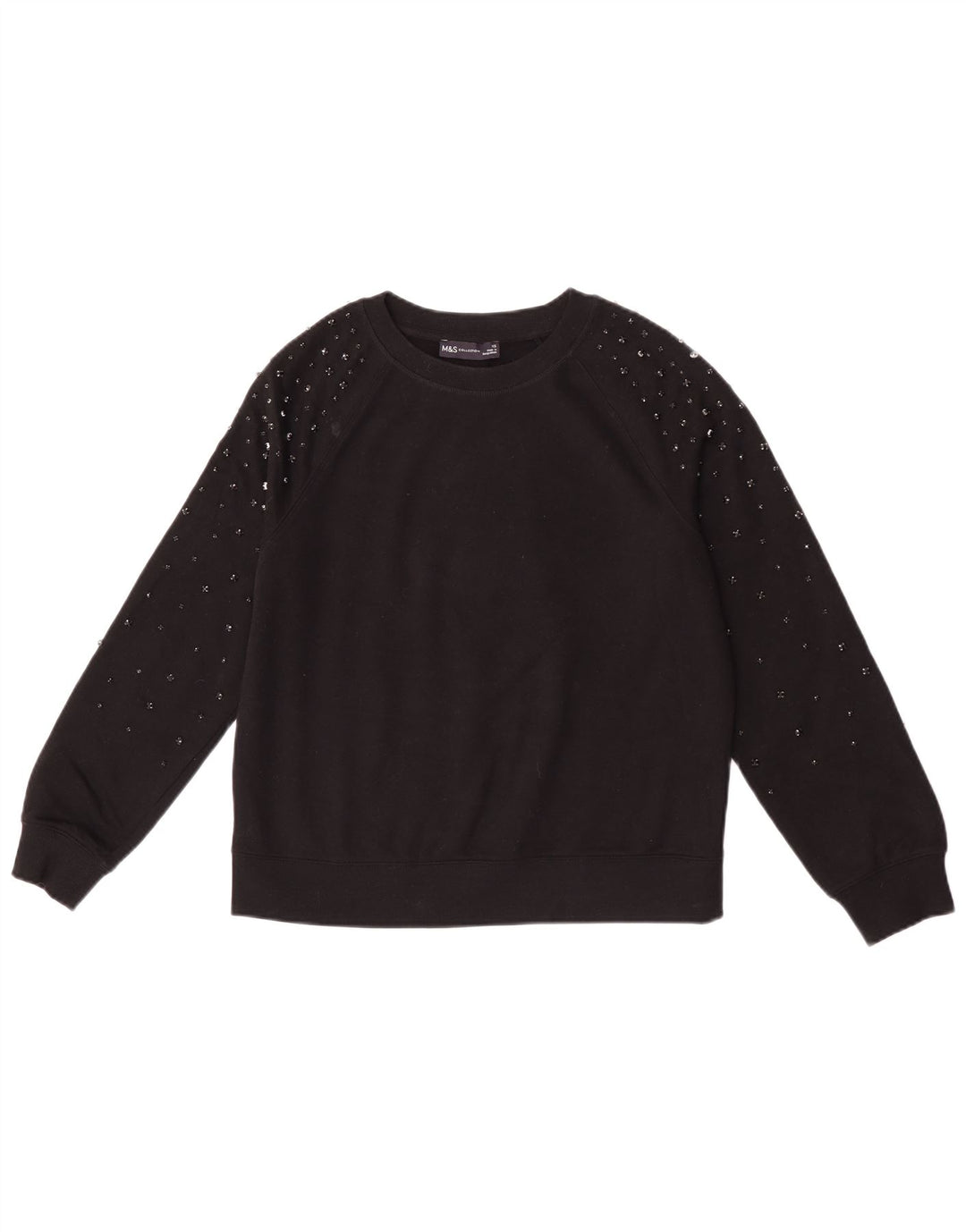Marks & Spencer Womens Oversized Sweatshirt Jumper UK 6 XS Black Cotton