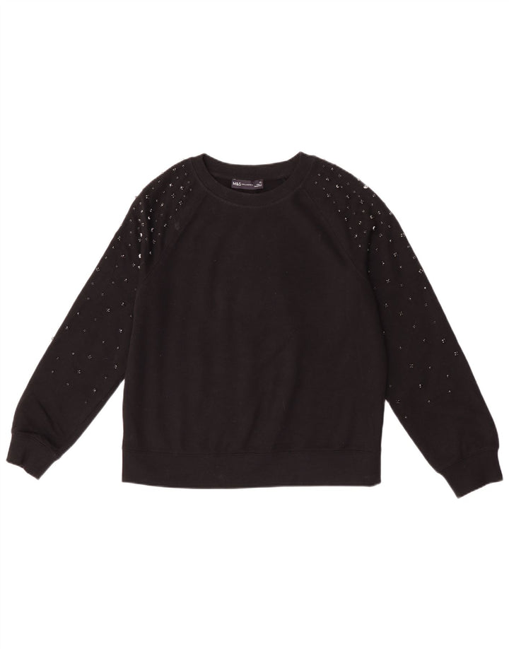 Marks & Spencer Womens Oversized Sweatshirt Jumper UK 6 XS Black Cotton