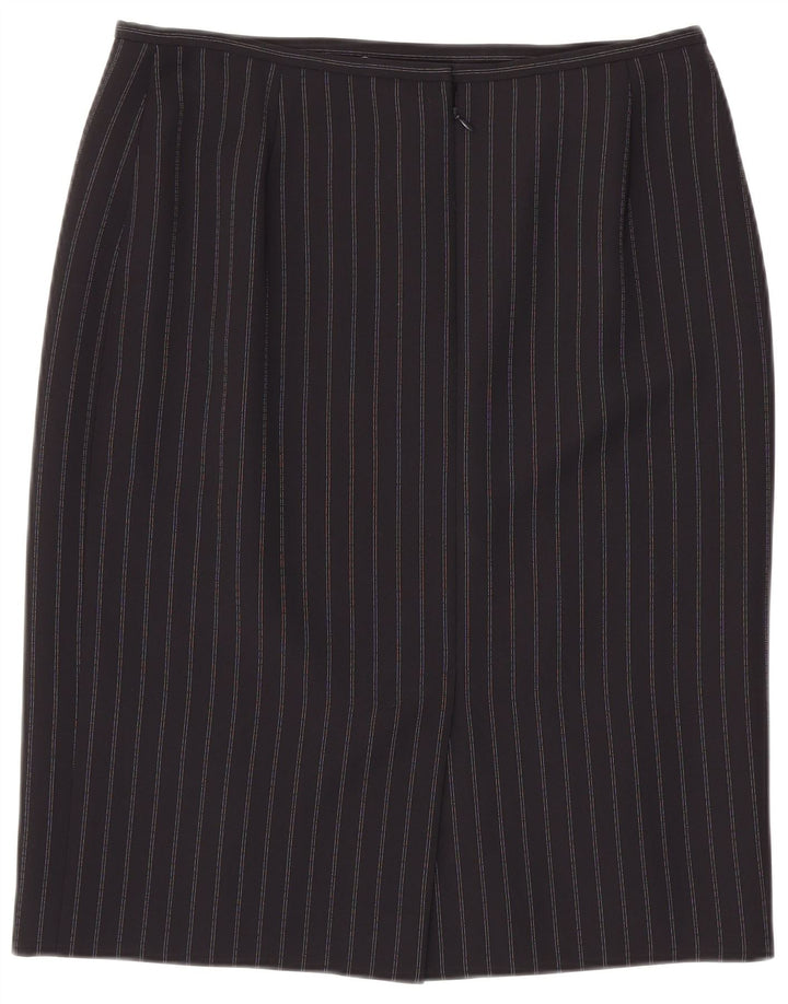 JAEGER Damen Bleistiftrock UK 16 Large W34 Schwarz gestreift Polyester
