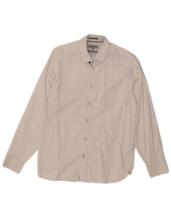 Ted Baker Mens Shirt Size 4 Large White Paisley Cotton