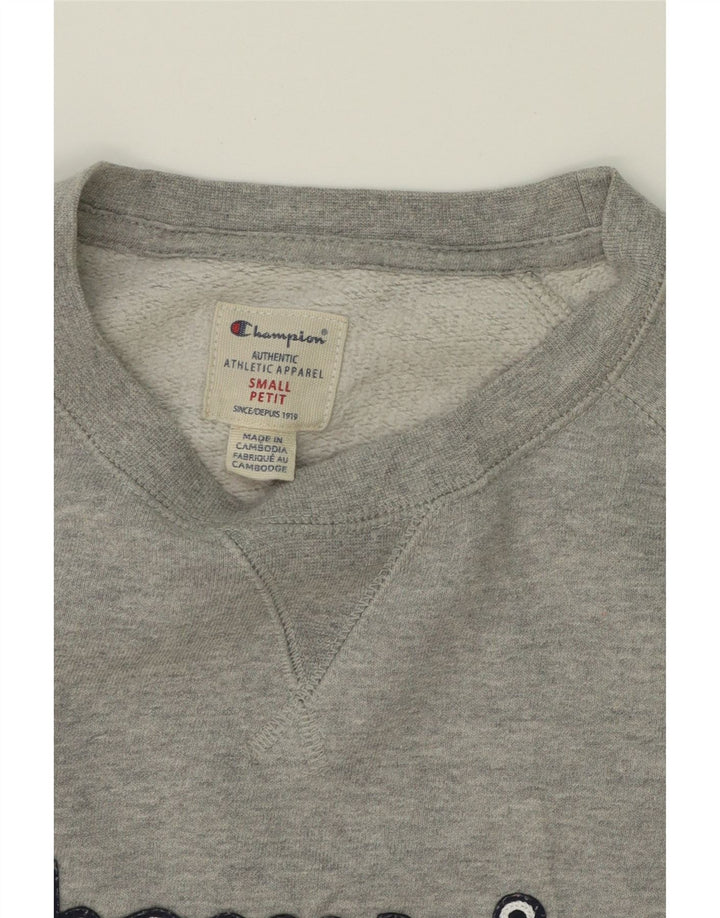 CHAMPION Mens Petit Graphic Sweatshirt Jumper Small Grey Cotton Vintage Champion and Second-Hand Champion from Messina Hembry 