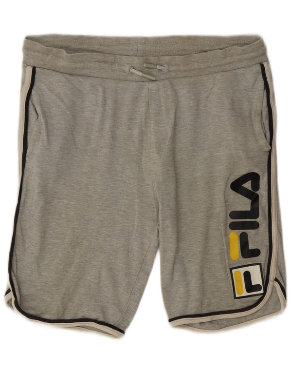 Fila Womens Graphic Sport Shorts UK 14 Large Grey Cotton