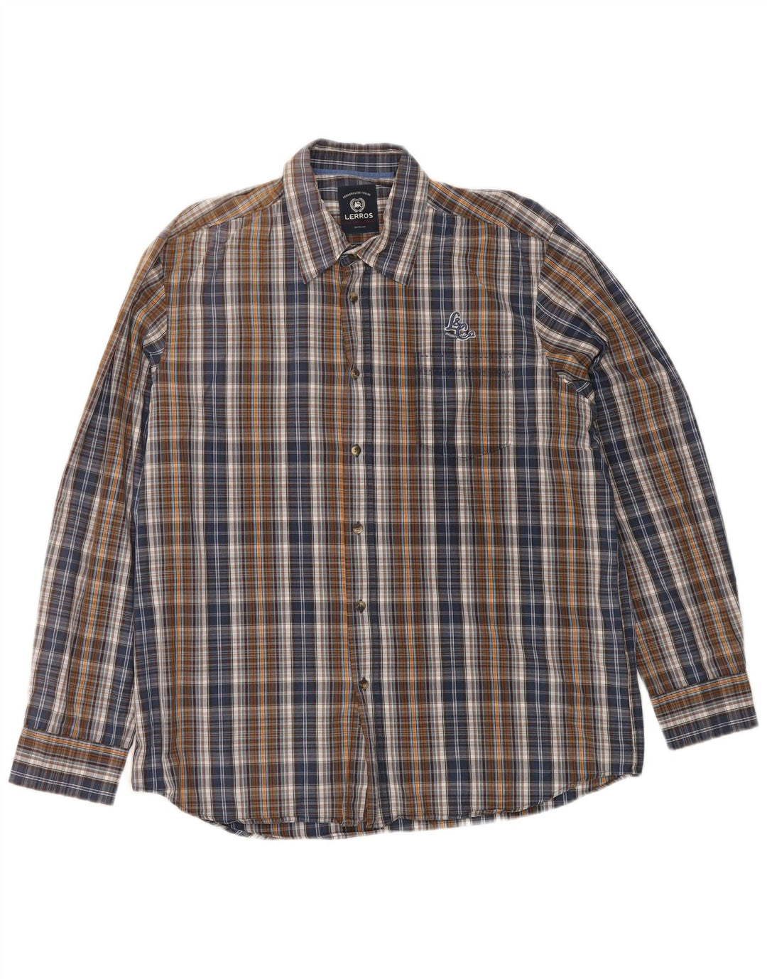 Lerros Mens Flannel Shirt XL Multicoloured Check Cotton