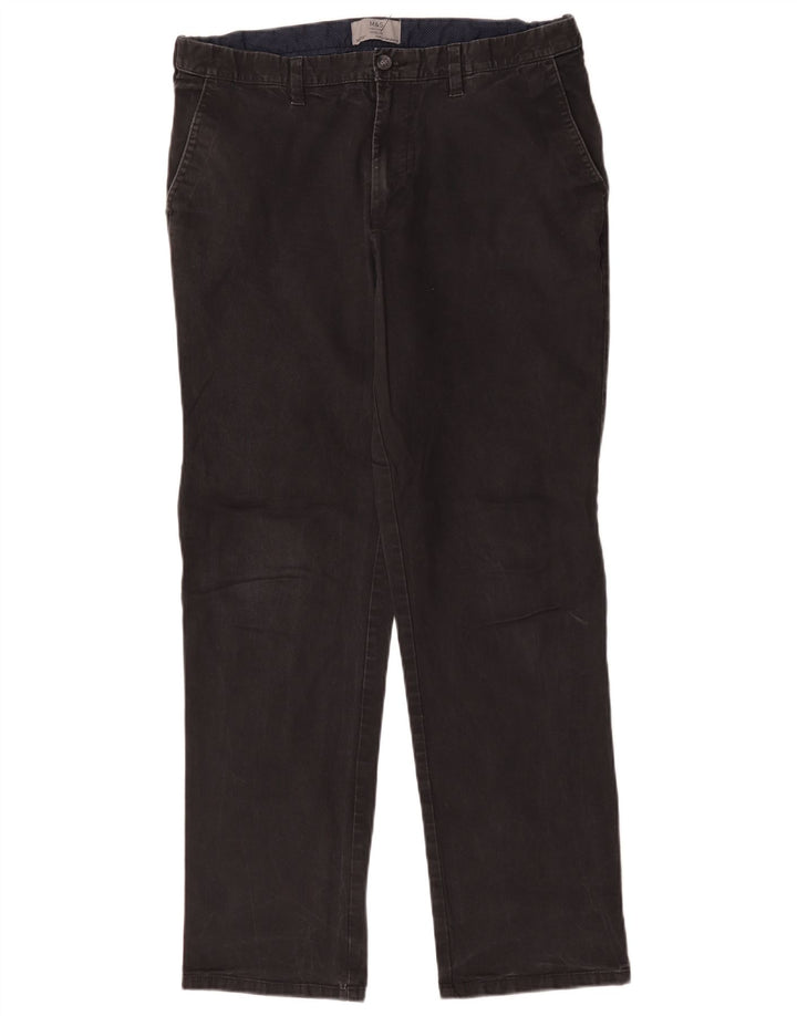 Marks & Spencer Mens Regular Fit Chino Trousers W36 L30 Black Cotton