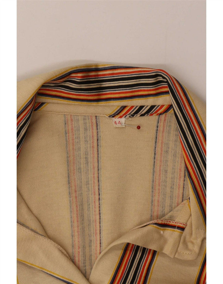 Vintage Womens Shirt IT 44 Medium Beige Striped Cotton