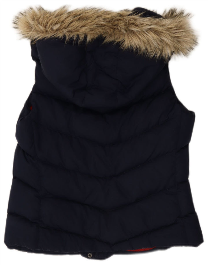 Gap Womens Hooded Padded Gilet UK 14 Medium Navy Blue Polyester