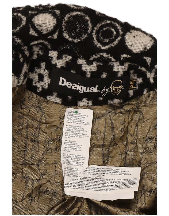 Desigual Damen Mantel EU 36 Kleine schwarze geometrische Viskose