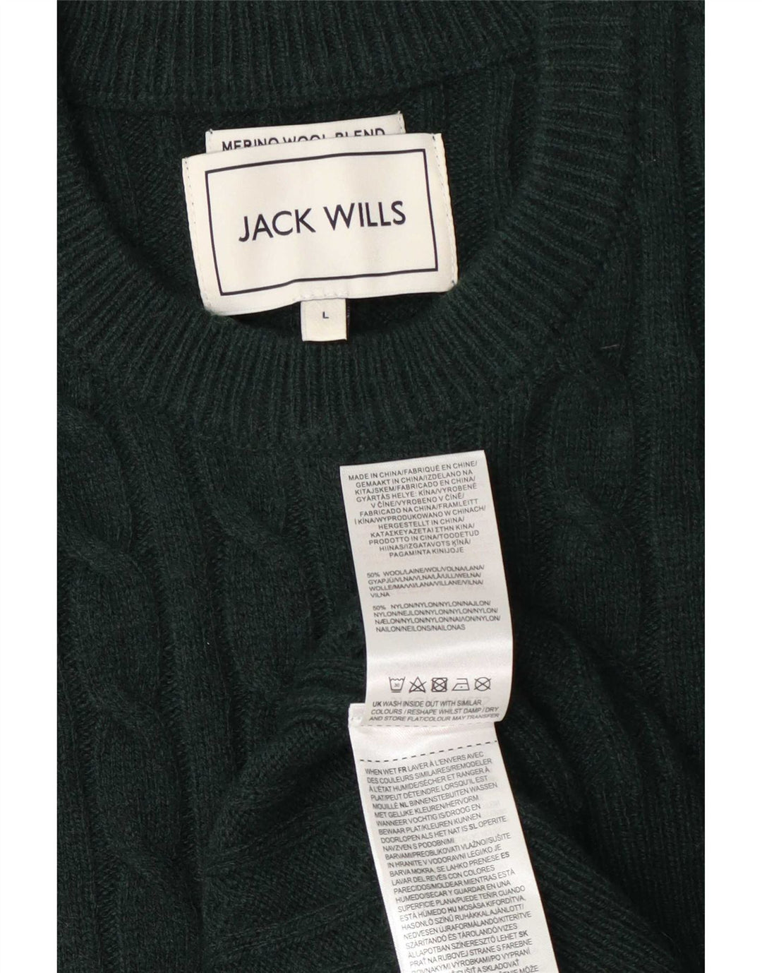 Мужской джемпер с круглым вырезом Jack Wills, большой зеленый шерстяной свитер