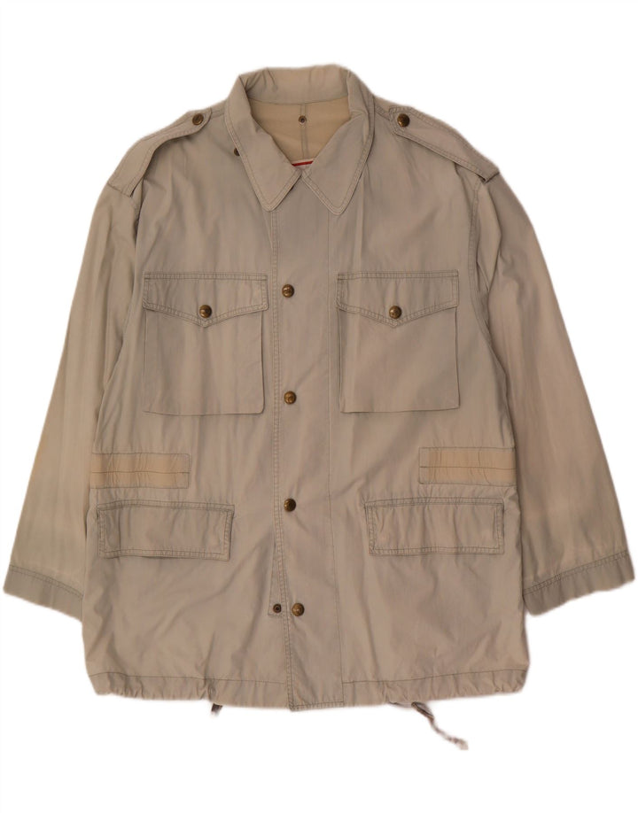 Vintage Mens Military Jacket UK 38 Medium Beige Cotton