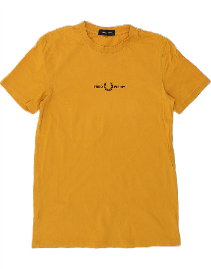 FRED PERRY Mens T-Shirt Top XS Yellow Cotton Vintage Fred Perry and Second-Hand Fred Perry from Messina Hembry 