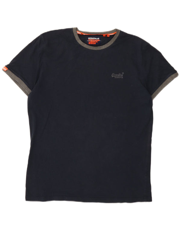 Superdry Mens T-Shirt Top XL Navy Blue Colourblock