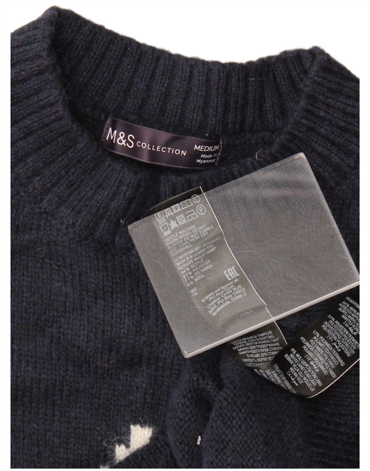Marks & Spencer Womens Crew Neck Jumper Sweater UK 14 Medium Navy Blue